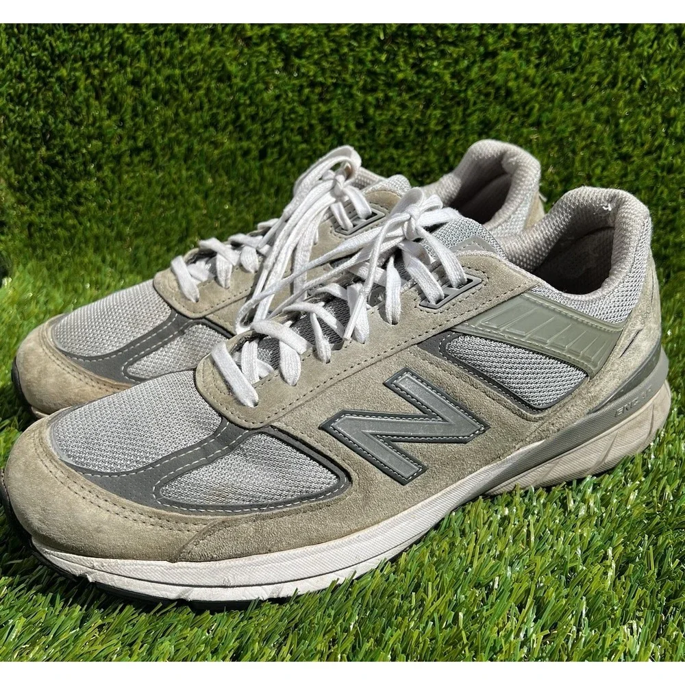 New Balance 990v5 Shoes Men Size 11.5 Grey Made in USA M990GL5 Suede Mesh